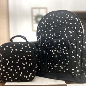 Pottery Barn backpack and lunchbox black and silver great used condition